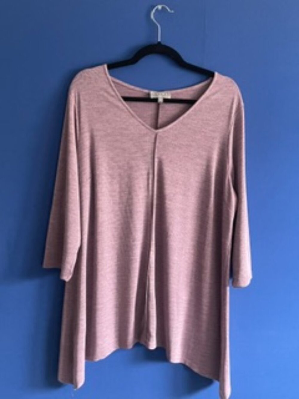 Laura Plus Purple/Mauve V-Neck Asymmetrical Hem Swing Tunic - Size 1X